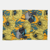 Märchenwren und Mohn in Gelb Geschirrtuch (Horizontal)