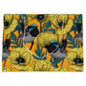 Märchenwren und Mohn in Gelb Große Geschenktüte (Vorderseite)