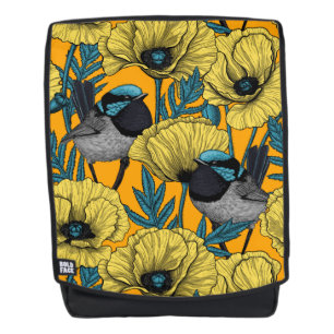 Märchenwren und Mohn in Gelb Rucksack