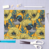 Märchenwren und Mohn in Gelb Seidenpapier (Handwerk)