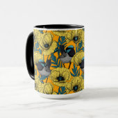 Märchenwren und Mohn in Gelb Tasse (Vorderseite Links)
