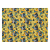 Märchenwren und Mohn in Gelb Tischdecke (Vorderseite (Horizontal))