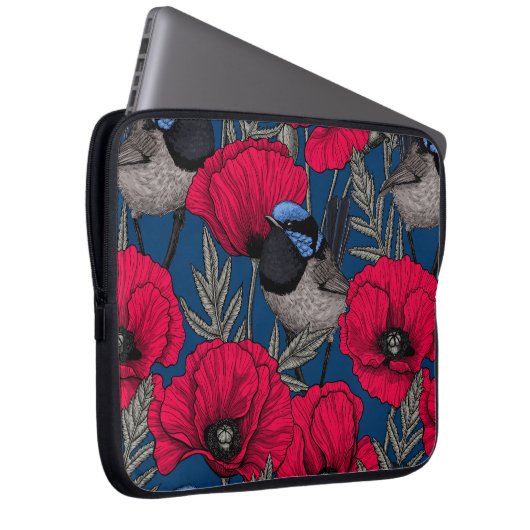 Märchenwren und Mohn Laptopschutzhülle (Vorne Rechts)