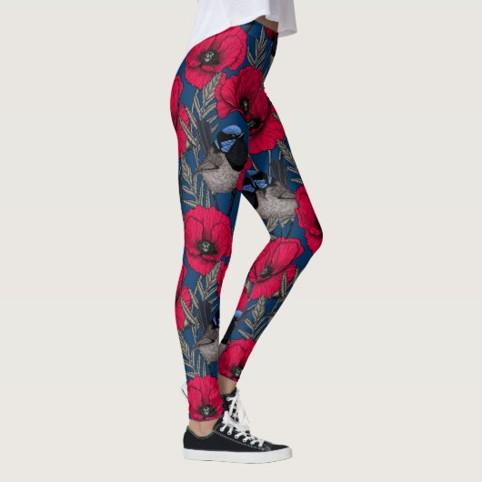Märchenwren und Mohn Leggings (Rechts)
