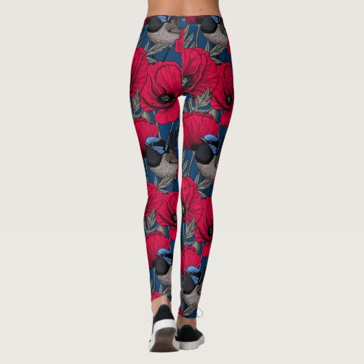 Märchenwren und Mohn Leggings (Rückseite)
