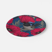 Märchenwren und Mohn Pappteller (Schrägansicht)