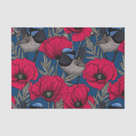 Märchenwren und Mohn Seidenpapier