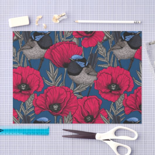 Märchenwren und Mohn Seidenpapier (Handwerk)