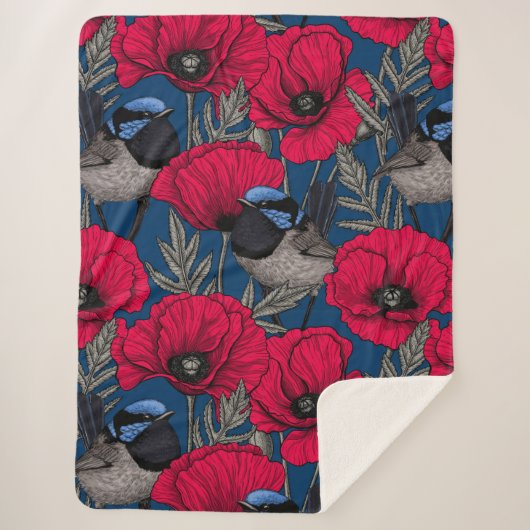 Märchenwren und Mohn Sherpadecke (Vorderseite)