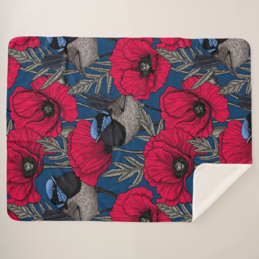 Märchenwren und Mohn Sherpadecke (Vorderseite (Horizontal))