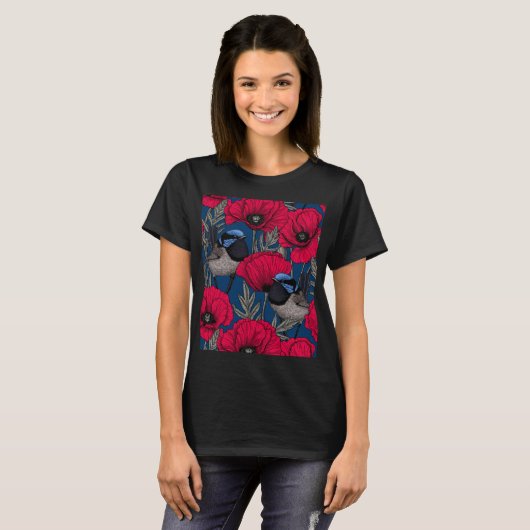 Märchenwren und Mohn T-Shirt (Vorne ganz)