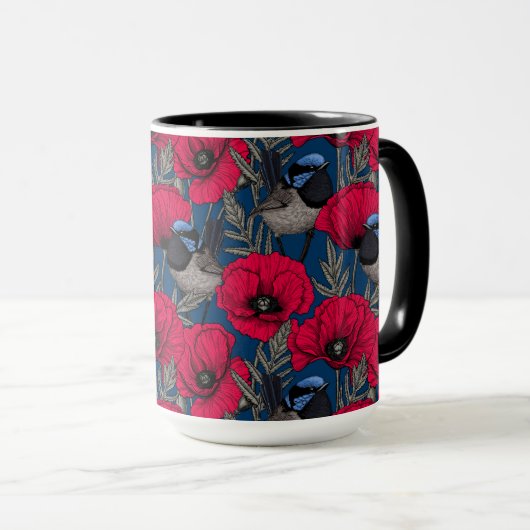 Märchenwren und Mohn Tasse (VorderseiteRechts)