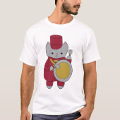 Marching Band Bass Drum Cat Maroon und Gold T-Shirt (Vorderseite)