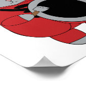 Marching Band Bass Drummer Cat Red and Black Poster (Ecke)