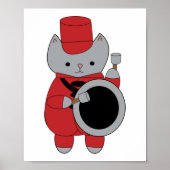 Marching Band Bass Drummer Cat Red and Black Poster (Vorne)
