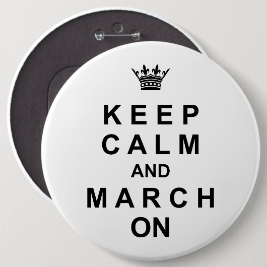 Marching Band Behielt Ruhe und März auf Button (Vorne & Hinten)