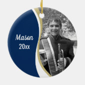 Marching Band Blue and Gold Foto Keramik Ornament (Hinten)