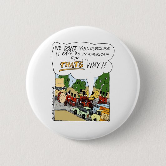 Marching Band bringt funny Offbeat Cartoon Geschen Button (Vorderseite)