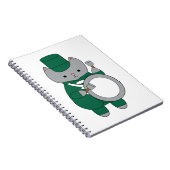 Marching Band Cat Bass Drum Grün und Weiß Notizblock (Rechte Seite)