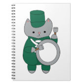 Marching Band Cat Bass Drum Grün und Weiß Notizblock (Vorderseite)