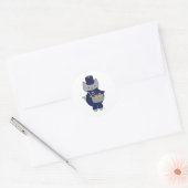 Marching Band Cat Drum Navy Blue Gold Runder Aufkleber (Umschlag)