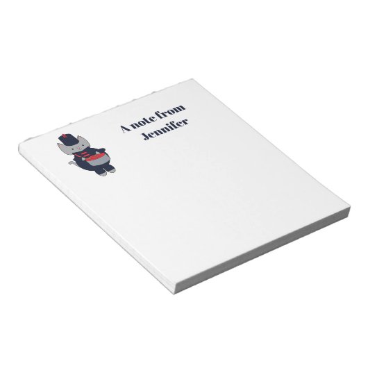 Marching Band Cat Drum Navy Blue Red Personalize Notizblock (angewinkelt)