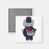 Marching Band Cat Drummer Navy Blue Red Magnet (Vorderseite/Rückseite)