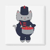 Marching Band Cat Drummer Navy Blue Red Magnet (Vorne)