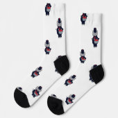 Marching Band Cat Drummer Navy Blue Red Socken (Linkes Detail)