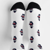 Marching Band Cat Drummer Navy Blue Red Socken (Oben)