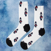 Marching Band Cat Drummer Navy Blue Red Socken