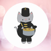 Marching Band Cat Snare Drum Black and Gold Runder Aufkleber