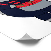 Marching Band Cat Snare Drum Red Navy Blue Poster (Ecke)