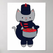 Marching Band Cat Snare Drum Red Navy Blue Poster (Vorne)