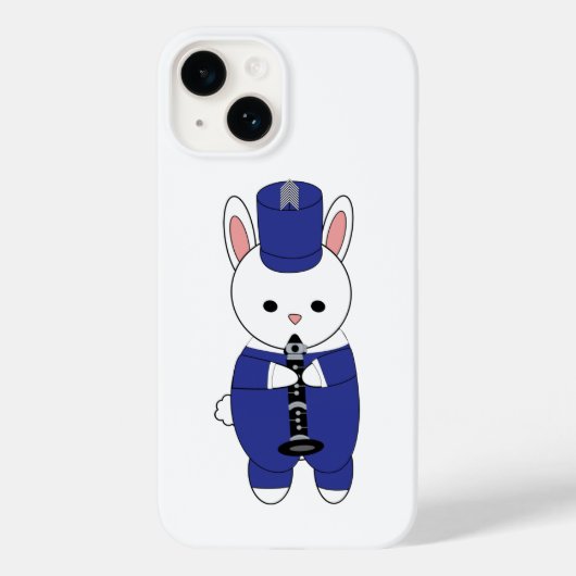 Marching Band Clarinet Bunny Rabbit Blau Weiß Case-Mate iPhone Hülle (Rückseite)