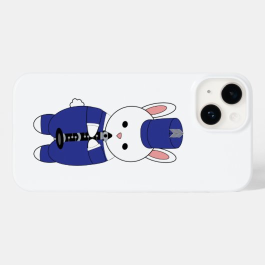 Marching Band Clarinet Bunny Rabbit Blau Weiß Case-Mate iPhone Hülle (Rückseite (Horizontal))