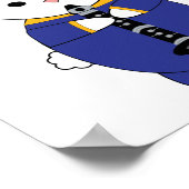 Marching Band Clarinet Rabbit Blue Yellow Gold Poster (Ecke)