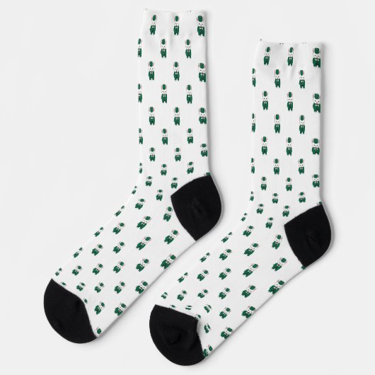Marching Band Clarinet Rabbit Green Gold Socken (Linkes Detail)