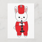 Marching Band Clarinet Rabbit Red White Postkarte (Vorderseite)