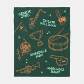 Marching Band Doodle Drawing Senior Night Fleecedecke (Vorderseite)