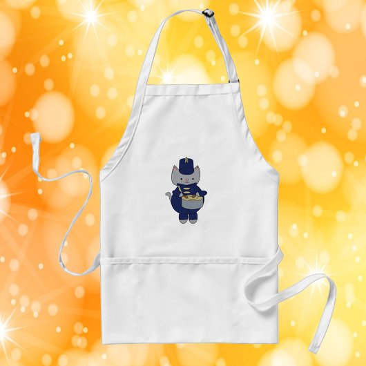 Marching Band Drummer Cat Navy Blue Gold Schürze