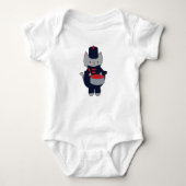 Marching Band Drummer Cat Navy Blue Red Baby Strampler (Vorderseite)