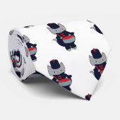 Marching Band Drummer Cat Navy Blue Red Krawatte (Gerollt)