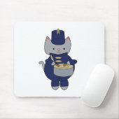 Marching Band Drummer Gray Cat Navy Blue Gold Mousepad (Mit Mouse)