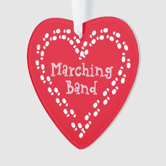 Marching Band Footprints Herz Ornament (Vorderseite)