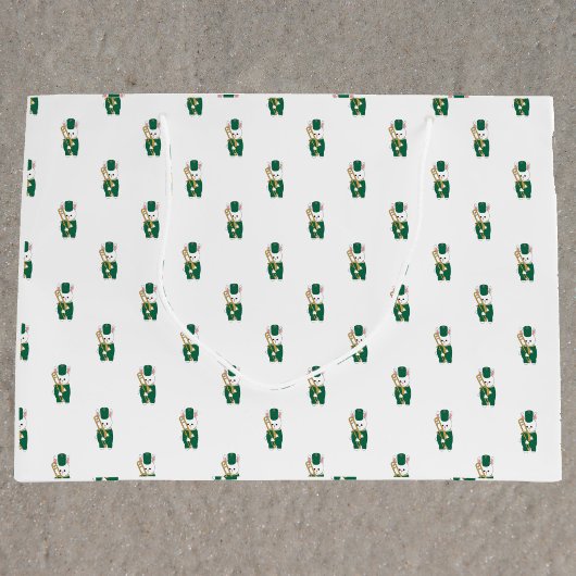 Marching Band Hase Posaune Grün Gold Muster Große Geschenktüte