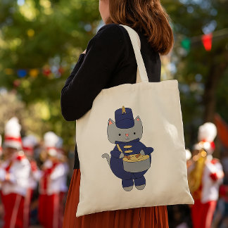 Marching Band Katze Trommler Navy Blau Gold Tragetasche