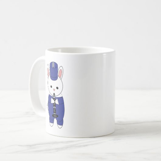 Marching Band Klarinette Rabbit Blau und Weiß Kaffeetasse (Vorderseite Links)