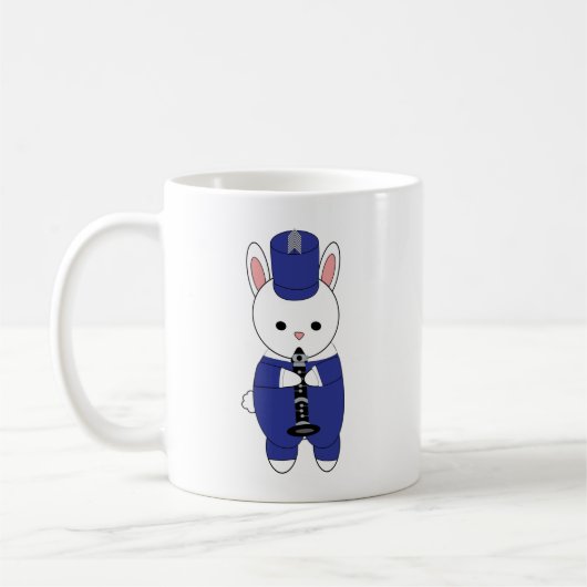 Marching Band Klarinette Rabbit Blau und Weiß Kaffeetasse (Links)