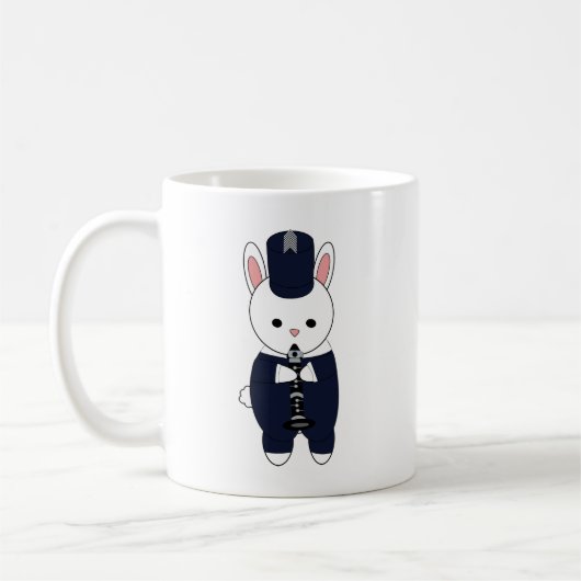 Marching Band Klarinette Rabbit Navy White Kaffeetasse (Links)